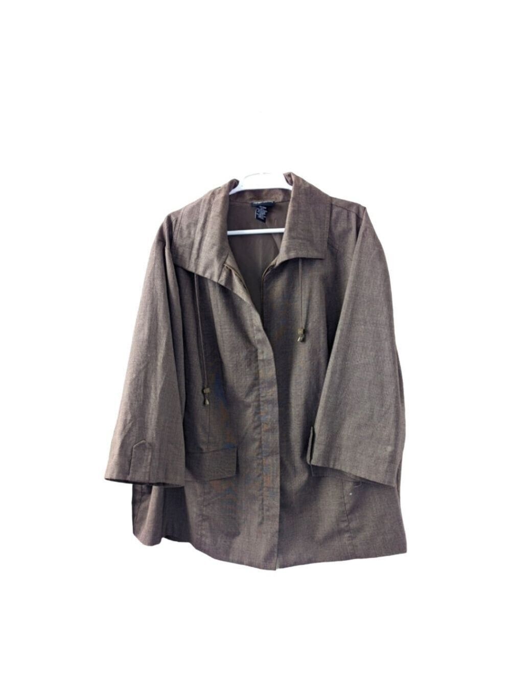 Maggie Barnes Brown, full zip, lined, lightweight jacket Jacket 3x Small Flaws